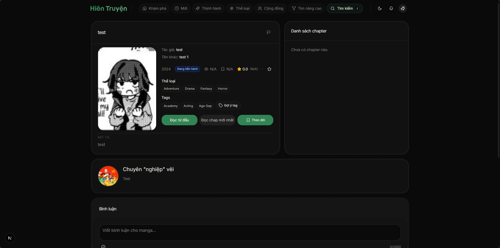 Trang chi tiết truyện