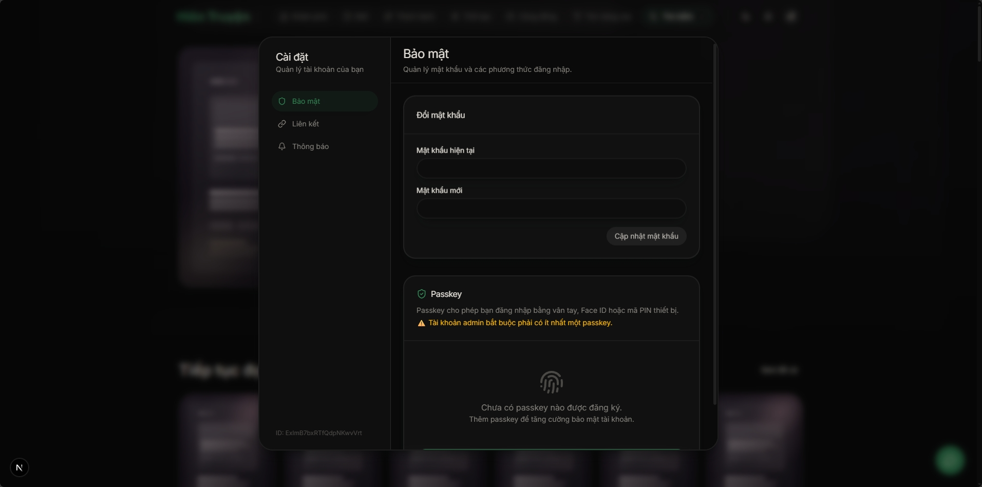 Cài đặt tài khoản